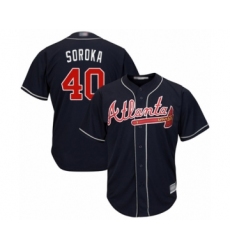 Men's Atlanta Braves #40 Mike Soroka Replica Blue Alternate Road Cool Base Baseball Jersey