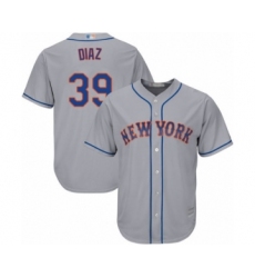 Men's New York Mets #39 Edwin Diaz Replica Grey Road Cool Base Baseball Jersey