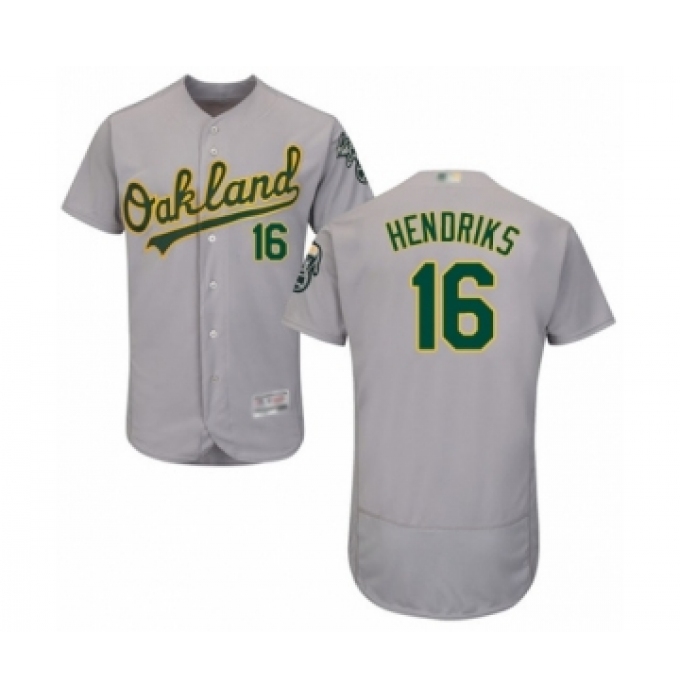 Men's Oakland Athletics #16 Liam Hendriks Grey Road Flex Base Authentic Collection Baseball Jersey