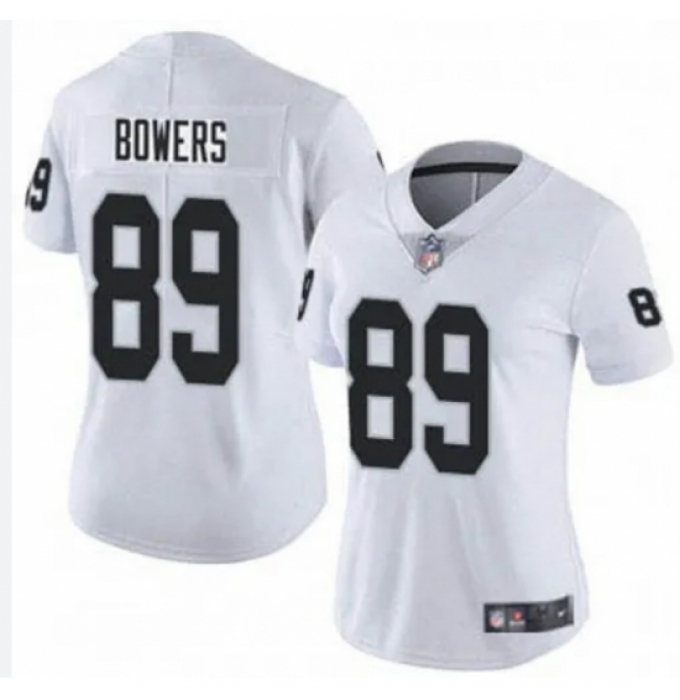 Women Las Vegas Raiders #89 Brock Bowers White 2024 Draft Vapor Stitched Football Jersey