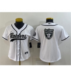 Youth Las Vegas Raiders White Team Big Logo With Patch Cool Base Stitched Baseball Jersey