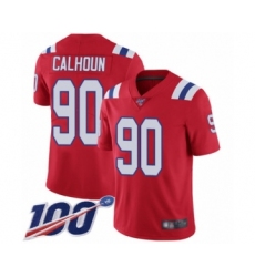 Youth New England Patriots #90 Shilique Calhoun Red Alternate Vapor Untouchable Limited Player 100th Season Football Jersey