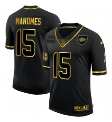 Men's Kansas City Chiefs #15 Patrick Mahomes Olive Gold Nike 2020 Salute To Service Limited Jersey