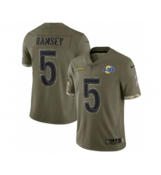 Men's Los Angeles Rams #5 Jalen Ramsey 2022 Olive Salute To Service Limited Stitched Jersey