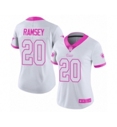 Women's Los Angeles Rams #20 Jalen Ramsey Limited White Pink Rush Fashion Football Jersey