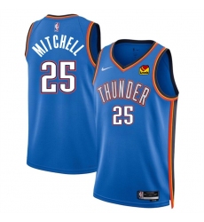 Men's Oklahoma City Thunder #25 Ajay Mitchell Blue 2024 Draft Icon Edition Stitched Basketball Jersey