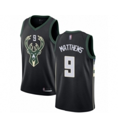 Men's Milwaukee Bucks #9 Wesley Matthews Authentic Black Basketball Jersey - Statement Edition