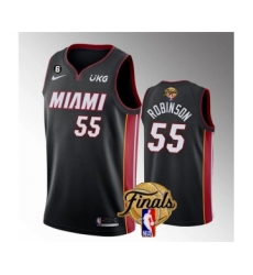 Men's Miami Heat #55 Duncan Robinson Black 2023 Finals Icon Edition With NO.6 Stitched Basketball Jersey