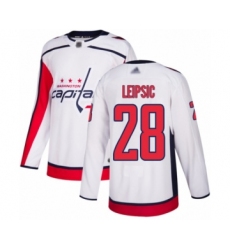 Men's Washington Capitals #28 Brendan Leipsic Authentic White Away Hockey Jersey