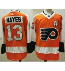 Men's Philadelphia Flyers #13 Kevin Hayes Orange White Stitched NHL Jersey