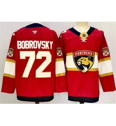 Men's Florida Panthers #72 Sergei Bobrovsky Red 2024-25 Home Stitched Hockey Jersey