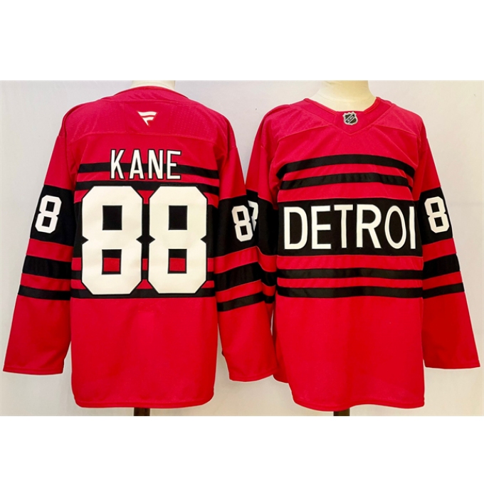 Men's Detroit Red Wings #88 Patrick Kane Red 2024-25 Reverse Retro Stitched Jersey