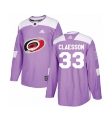 Youth Carolina Hurricanes #33 Fredrik Claesson Authentic Purple Fights Cancer Practice Hockey Jersey