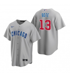 Men's Nike Chicago Cubs #13 David Bote Gray Road Stitched Baseball Jersey