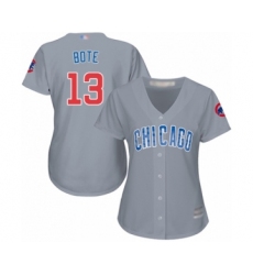 Women's Chicago Cubs #13 David Bote Authentic Grey Road Cool Base Baseball Player Jersey