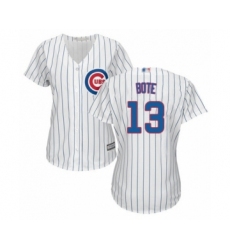 Women's Chicago Cubs #13 David Bote Authentic White Home Cool Base Baseball Player Jersey