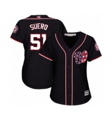 Women's Washington Nationals #51 Wander Suero Authentic Navy Blue Alternate 2 Cool Base Baseball Player Jersey