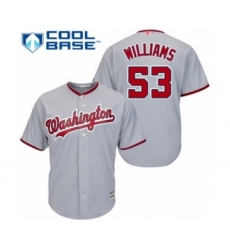 Youth Washington Nationals #53 Austen Williams Authentic Grey Road Cool Base Baseball Player Jersey