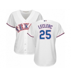 Women's Texas Rangers #25 Jose Leclerc Authentic White Home Cool Base Baseball Player Jersey