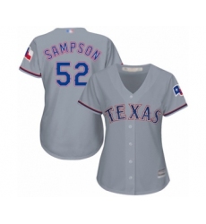 Women's Texas Rangers #52 Adrian Sampson Authentic Grey Road Cool Base Baseball Player Jersey