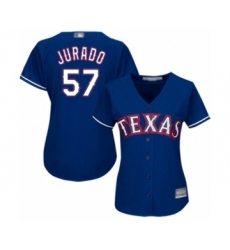 Women's Texas Rangers #57 Ariel Jurado Authentic Royal Blue Alternate 2 Cool Base Baseball Player Jersey