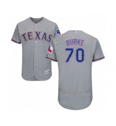 Men's Texas Rangers #70 Brock Burke Grey Road Flex Base Authentic Collection Baseball Player Jersey