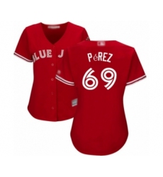 Women's Toronto Blue Jays #69 Hector Perez Authentic Scarlet Alternate Baseball Player Jersey