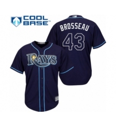 Youth Tampa Bay Rays #43 Mike Brosseau Authentic Navy Blue Alternate Cool Base Baseball Player Jersey