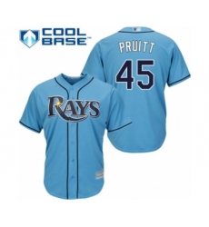 Youth Tampa Bay Rays #45 Austin Pruitt Authentic Light Blue Alternate 2 Cool Base Baseball Player Jersey