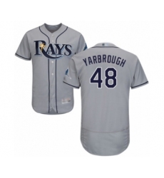 Men's Tampa Bay Rays #48 Ryan Yarbrough Grey Road Flex Base Authentic Collection Baseball Player Jersey