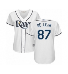 Women's Tampa Bay Rays #87 Jose De Leon Authentic White Home Cool Base Baseball Player Jersey