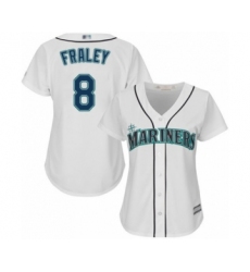 Women's Seattle Mariners #8 Jake Fraley Authentic White Home Cool Base Baseball Player Jersey