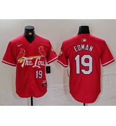 Men's St Louis Cardinals #19 Tommy Edman Red 2024 City Connect Stitched Baseball Jersey