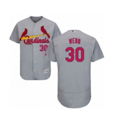 Men's St. Louis Cardinals #30 Tyler Webb Grey Road Flex Base Authentic Collection Baseball Player Jersey