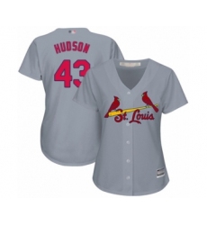 Women's St. Louis Cardinals #43 Dakota Hudson Authentic Grey Road Cool Base Baseball Player Jersey