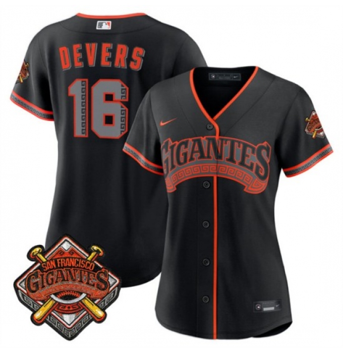 Women's San Francisco Giants #16 Rafael Devers Black 2026 Alternate Stadium Stitched Baseball Jersey(Run Small)