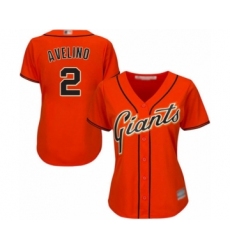 Women's San Francisco Giants #2 Abiatal Avelino Authentic Orange Alternate Cool Base Baseball Player Jersey