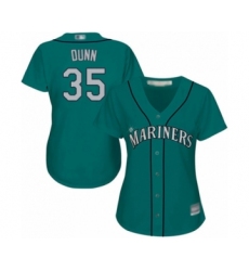 Women's Seattle Mariners #35 Justin Dunn Authentic Teal Green Alternate Cool Base Baseball Player Jersey