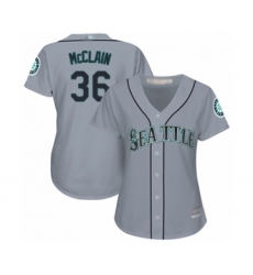 Women's Seattle Mariners #36 Reggie McClain Authentic Grey Road Cool Base Baseball Player Jersey