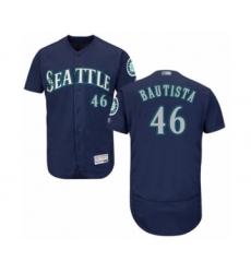 Men's Seattle Mariners #46 Gerson Bautista Navy Blue Alternate Flex Base Authentic Collection Baseball Player Jersey