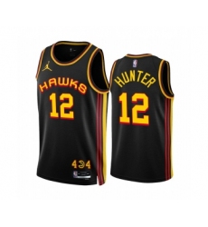 Men's Atlanta Hawks #12 De'Andre Hunter 2022-23 Black Statement Edition Stitched Jersey