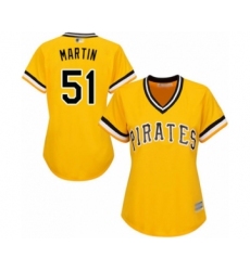 Women's Pittsburgh Pirates #51 Jason Martin Authentic Gold Alternate Cool Base Baseball Player Jersey