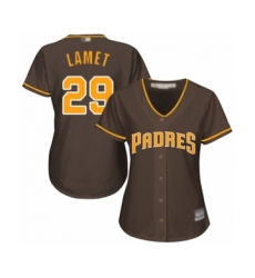 Women's San Diego Padres #29 Dinelson Lamet Authentic Brown Alternate Cool Base Baseball Player Jersey