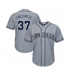 Men's San Diego Padres #37 Joey Lucchesi Authentic Grey Road Cool Base Baseball Player Jersey