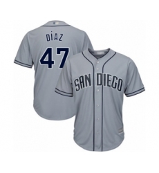 Men's San Diego Padres #47 Miguel Diaz Authentic Grey Road Cool Base Baseball Player Jersey
