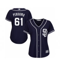 Women's San Diego Padres #61 Luis Perdomo Authentic Navy Blue Alternate 1 Cool Base Baseball Player Jersey