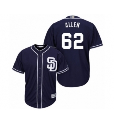 Youth San Diego Padres #62 Austin Allen Authentic Navy Blue Alternate 1 Cool Base Baseball Player Jersey