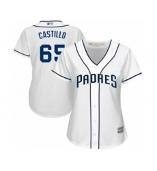 Women's San Diego Padres #65 Jose Castillo Authentic White Home Cool Base Baseball Player Jersey