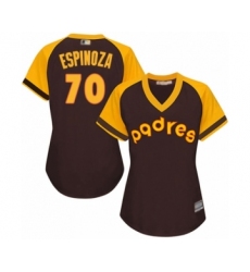 Women's San Diego Padres #70 Anderson Espinoza Authentic Brown Alternate Cooperstown Cool Base Baseball Player Jersey