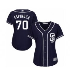 Women's San Diego Padres #70 Anderson Espinoza Authentic Navy Blue Alternate 1 Cool Base Baseball Player Jersey